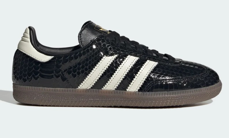 Adidas Samba black patent snakeskin side view
