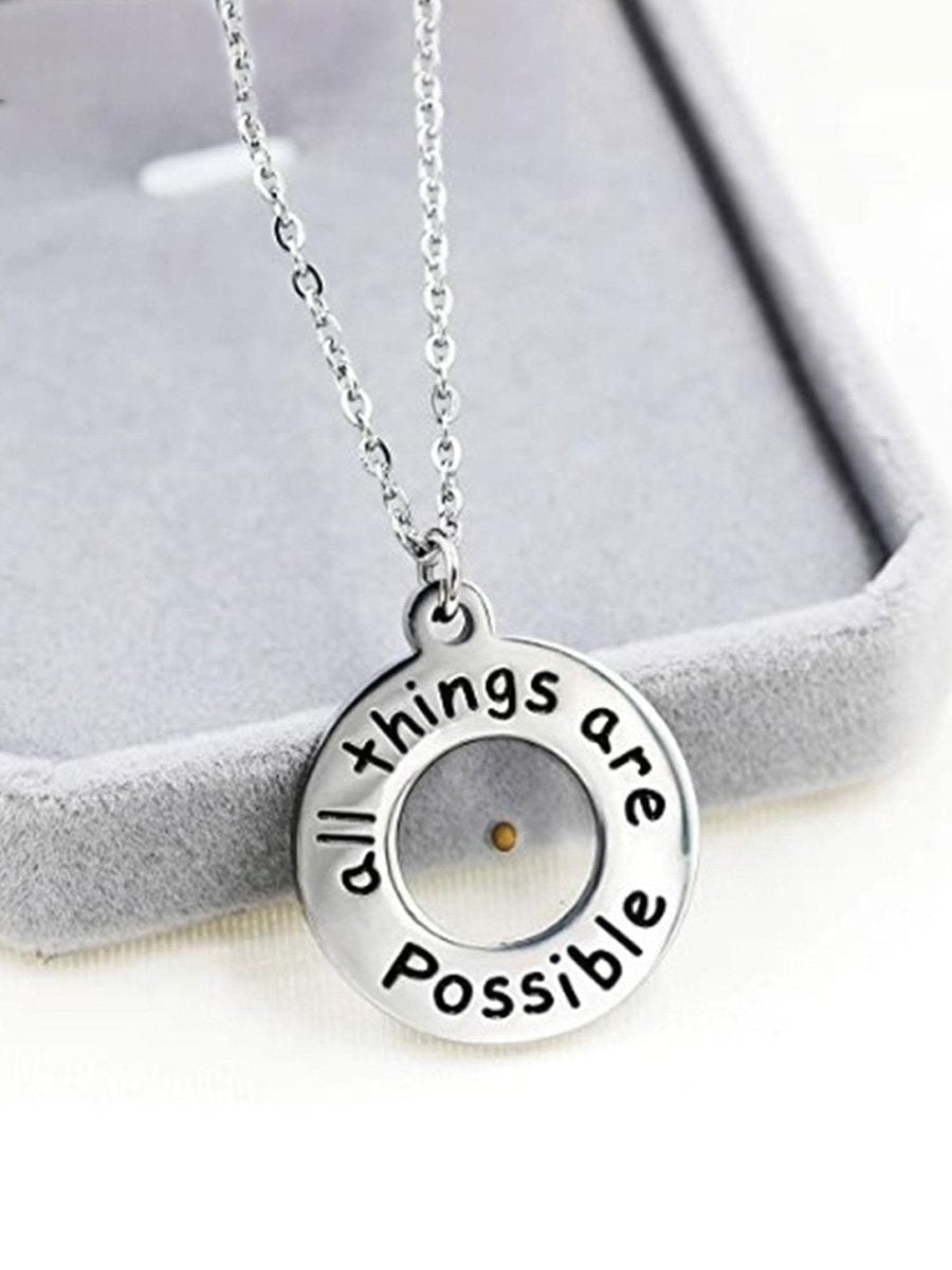 Stainless Steel Faith Mountain Mustard Seed Necklace