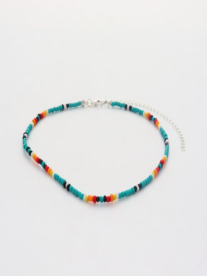 European And American Niche Retro Versatile Fashion Mixed Color Rice Bead Women's Necklace