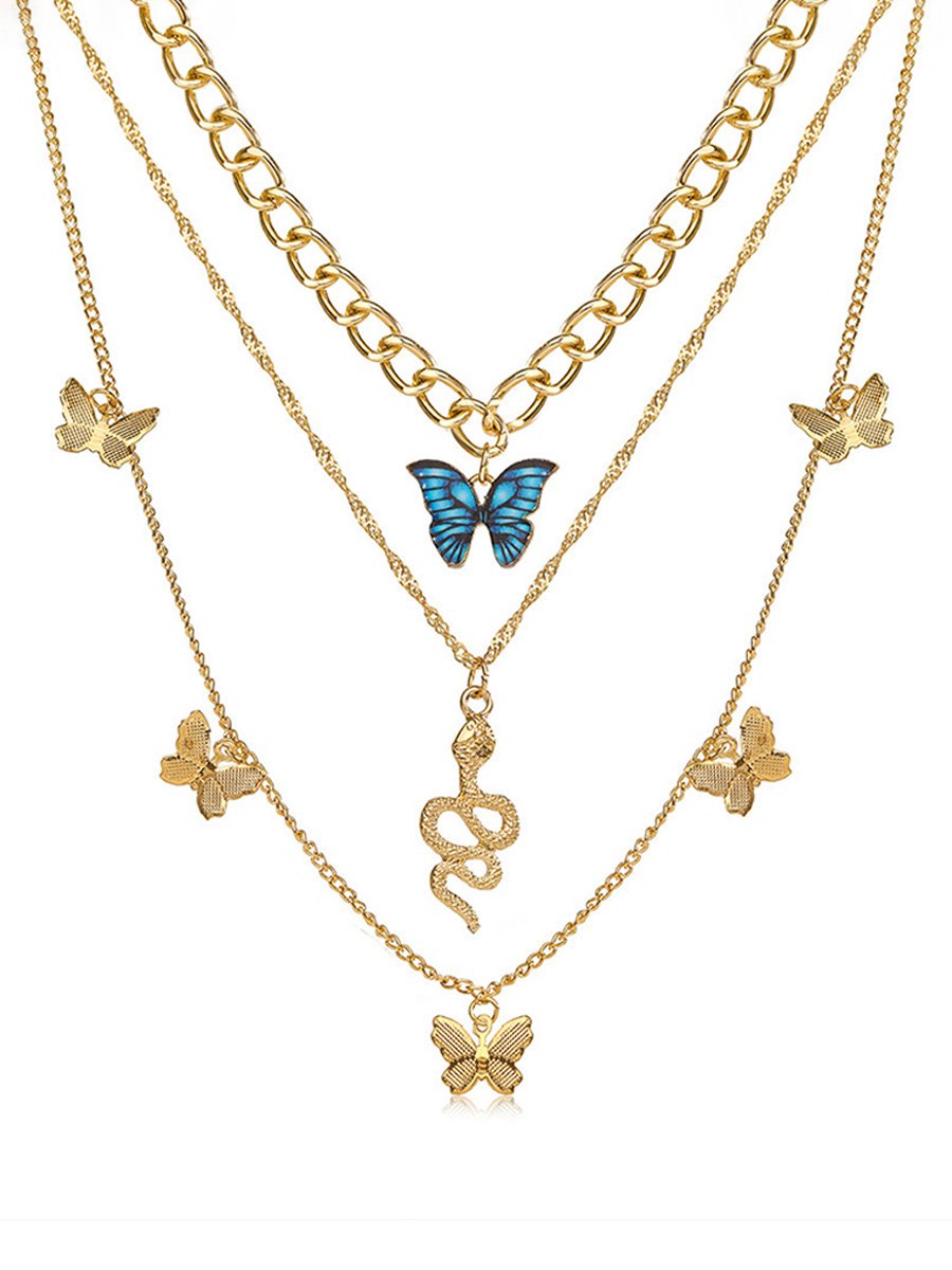 Women's Fashion Wish Bohemian Style Flower Multi-layered Pendant Necklace