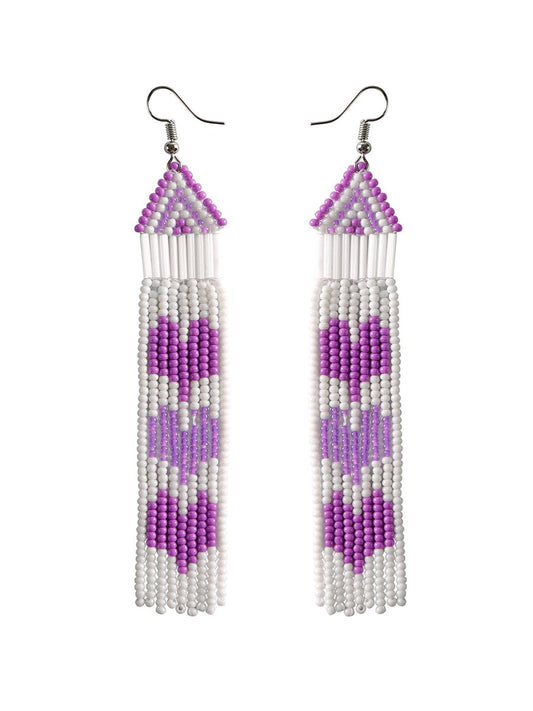 Women's Bohemian Rice Bead Tassel Earrings