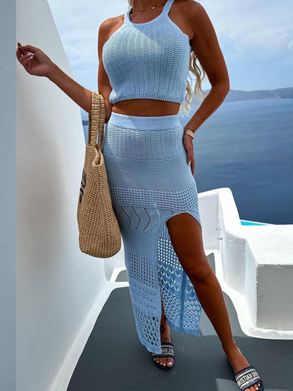 Women's Straight Slit Beach Skirt Suit