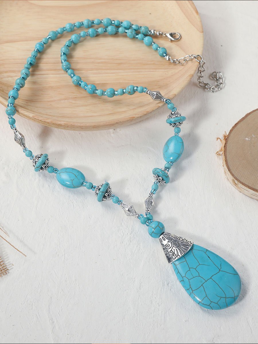 Retro Turquoise Jewelry Bohemian Ethnic Style Turquoise Necklace For Women