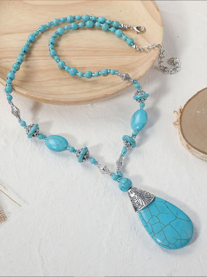 Retro Turquoise Jewelry Bohemian Ethnic Style Turquoise Necklace For Women