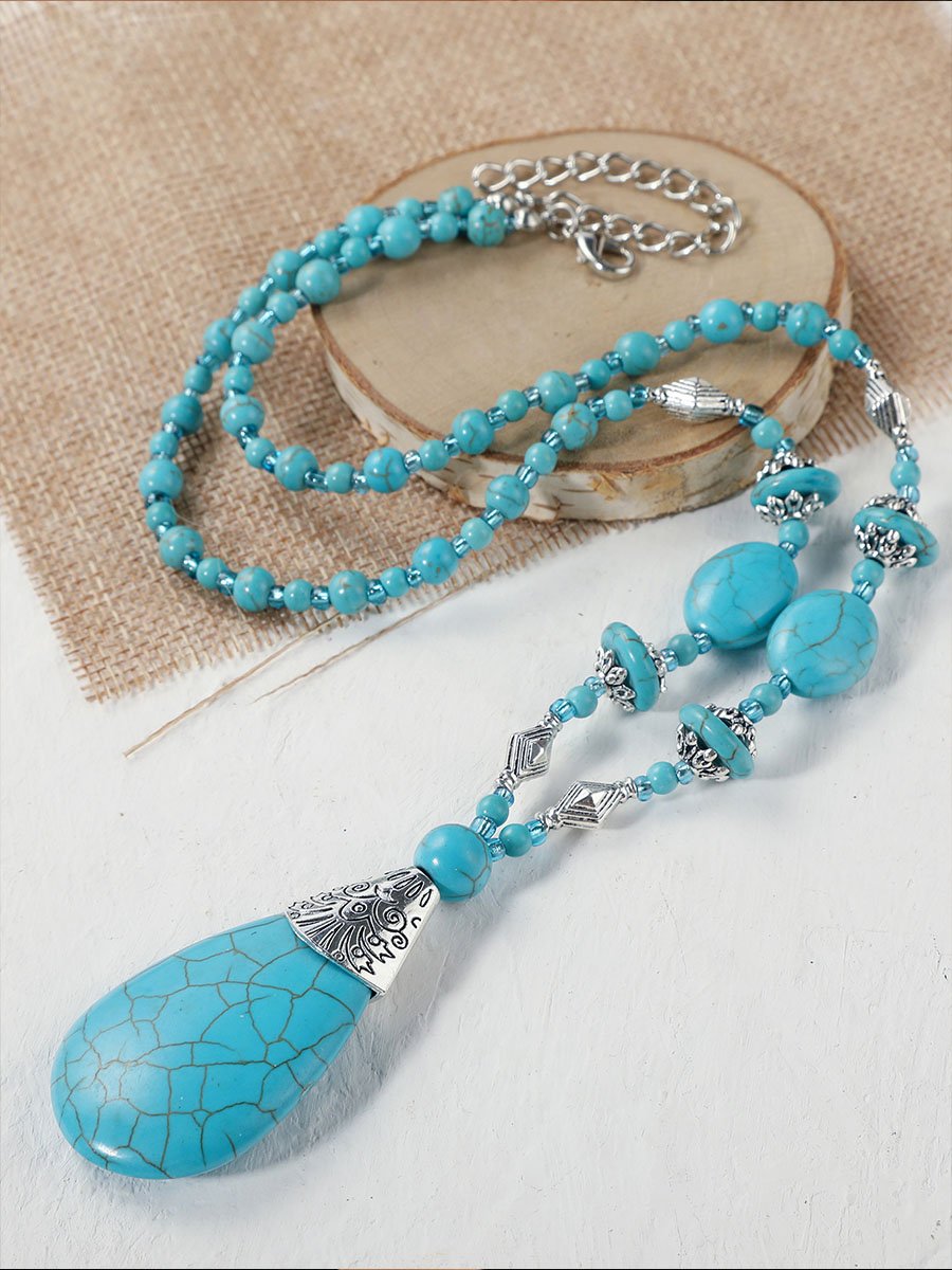 Retro Turquoise Jewelry Bohemian Ethnic Style Turquoise Necklace For Women