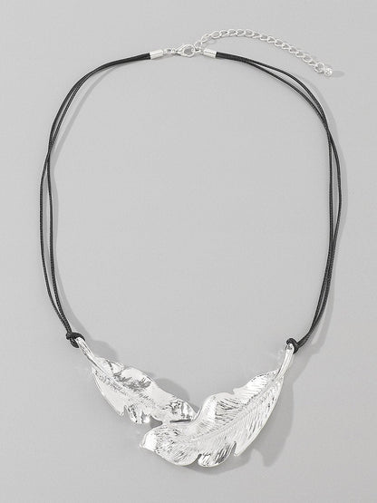 Women's Metallic Feather Necklace