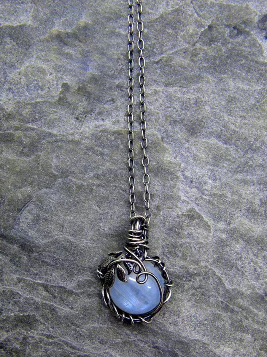 Vintage Tangled Leaf Moonstone Necklace