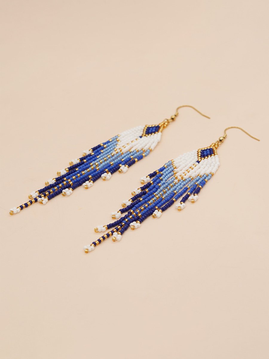 Women's Bohemian Contrast Color Bead Earrings