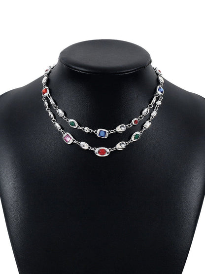 Women's Ethnic Style Diamond Double Layer Necklace