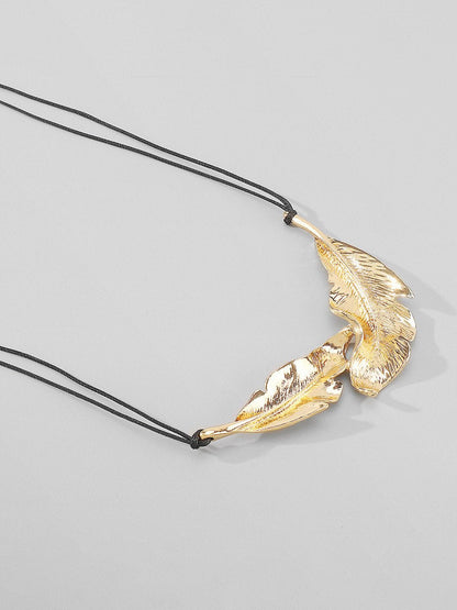 Women's Metallic Feather Necklace