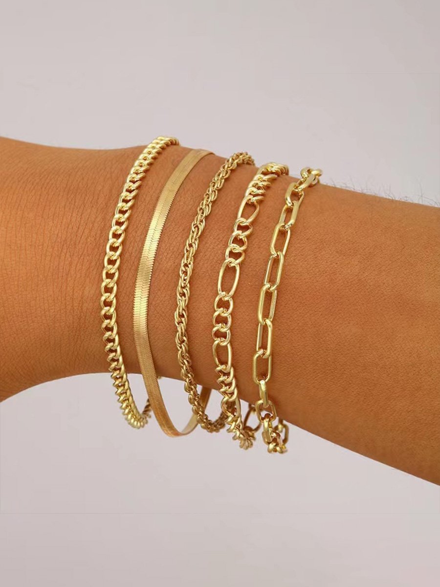 Boho Simple Metal Bracelet 5-piece Set