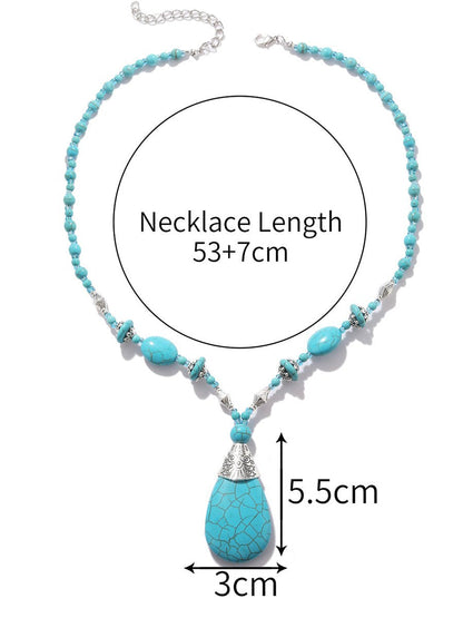 Retro Turquoise Jewelry Bohemian Ethnic Style Turquoise Necklace For Women