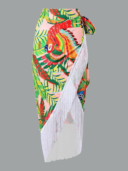 Women's Swimsuit Retro Printed Chiffon Maxi Skirt