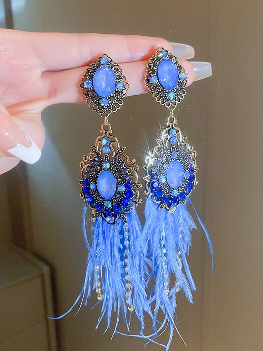 Boho Diamond Feather Earrings