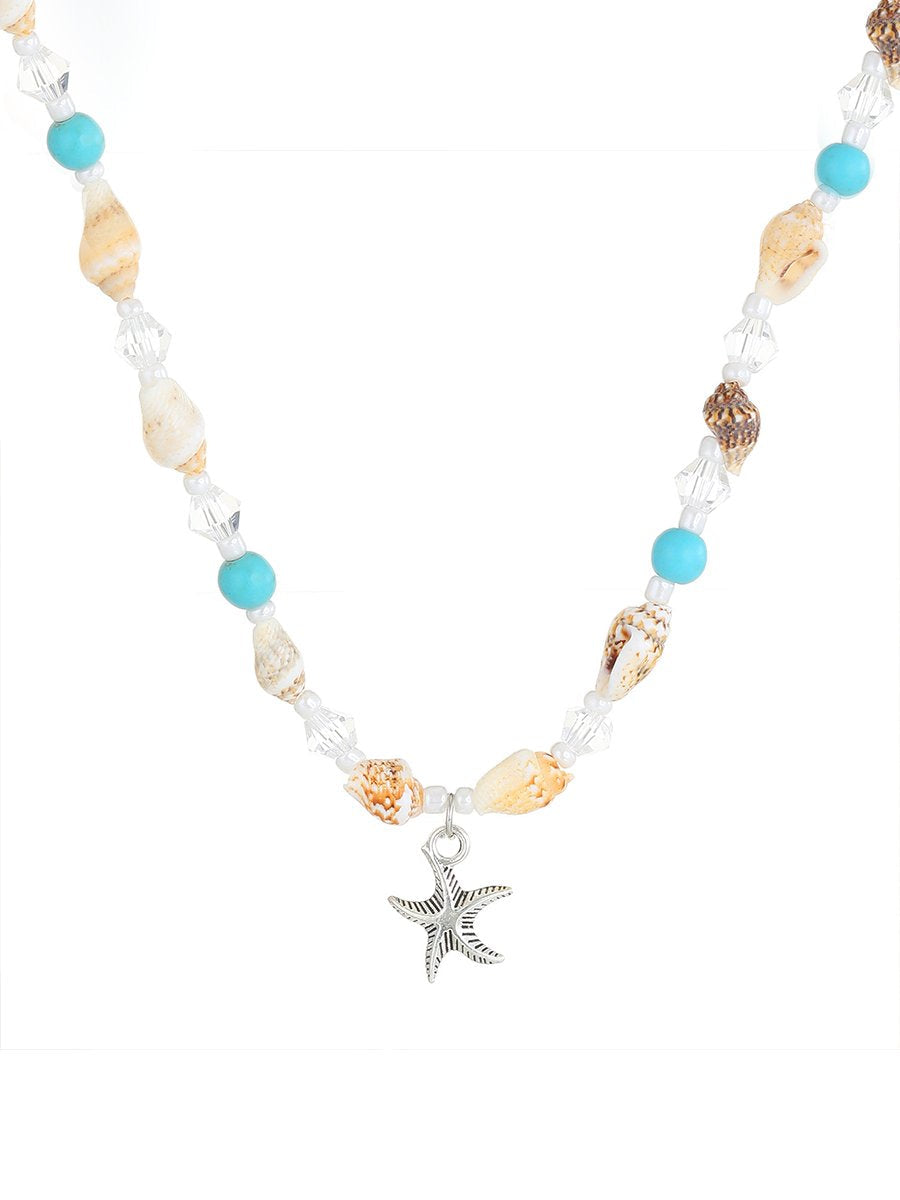 Bohemian Starfish Necklace Women's Ins Style Creative Conch Beaded Shell Clavicle Chain